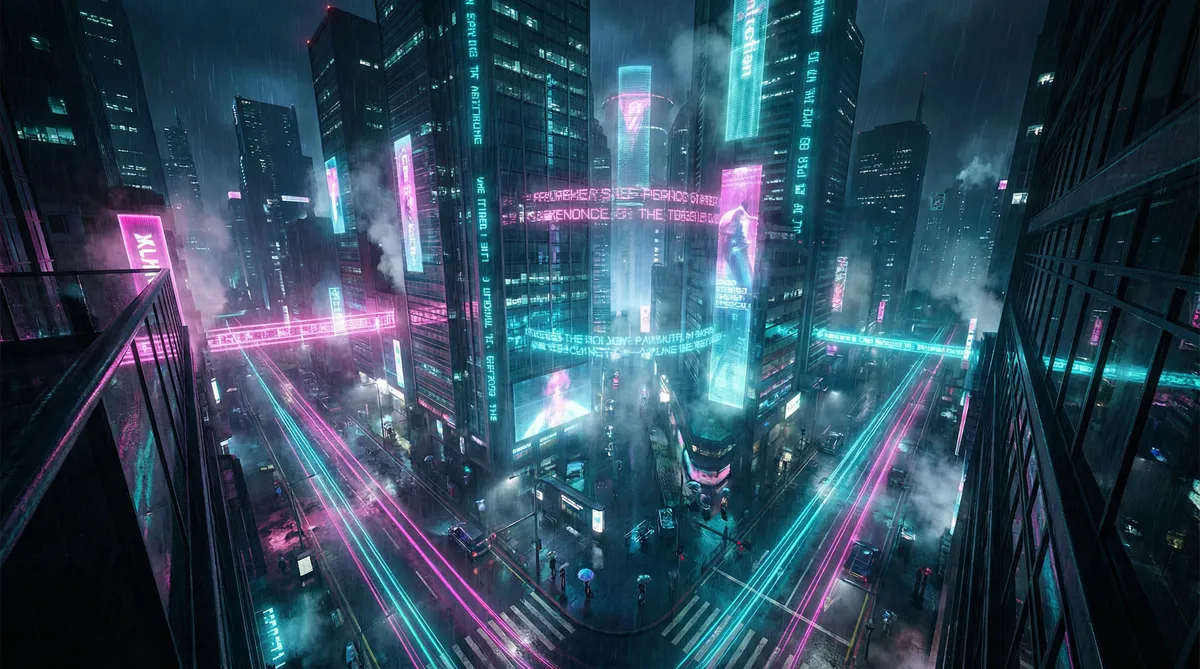 电视剧谁知女人心 竖屏短剧平台首页背景 - 赛博朋克都市夜景